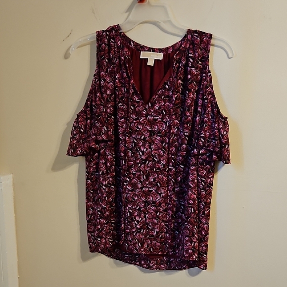 MICHAEL Michael Kors Tops - Michael Kors Purple and Black Cold Shoulder Blouse. In EUC